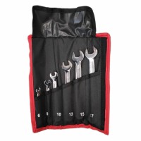 KLUCZE PŁASKO-OCZKOWE POLEROWANE  6-17 MM 6 ELEMENTÓW JOBI STAL CrV