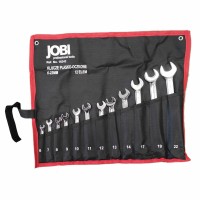 KLUCZE PŁASKO-OCZKOWE POLEROWANE  6-22 MM 12 ELEMENTÓW JOBI STAL CrV