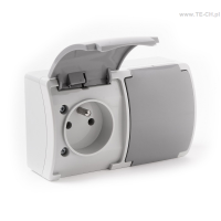 Gniazdo podwójne z bolcem klapką grafit