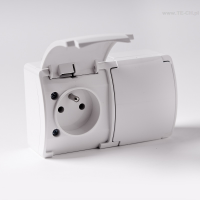 Gniazdo podwójne z bolcem klapką białe 162-01