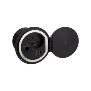 SAMBO BOX, czarny, 1 x gniazdo FR, 1 x USB typ A,