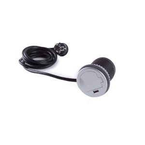 SINGLE BOX aluminium, 1x gniazdo Francuskie 1xUSB