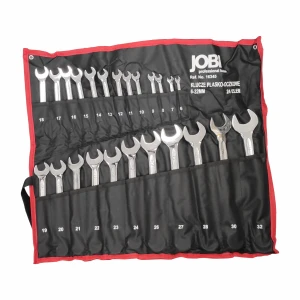 KLUCZE PŁASKO-OCZKOWE POLEROWANE  6-32 MM 24 ELEMENTÓW JOBI STAL CrV