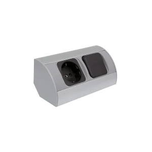 CORNER BOX aluminium 1x gniazdo Schuko + 1 x Wyłąc
