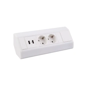 CORNER BOX BIAŁY 2x gniazdo schuco + 2xUSB, przewó