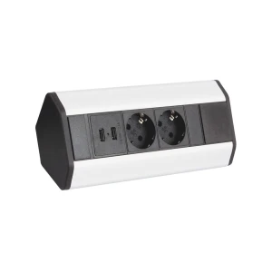CORNER BOX aluminium 2x gniazdo schuco + 2xUSB, pr