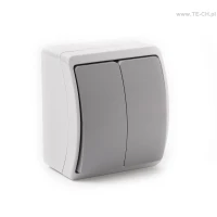 Włącznik światła podwójny n/t IP44 popiel 152-08