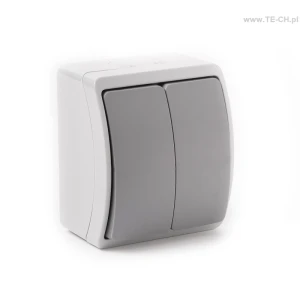 Włącznik światła podwójny n/t IP44 popiel 152-08
