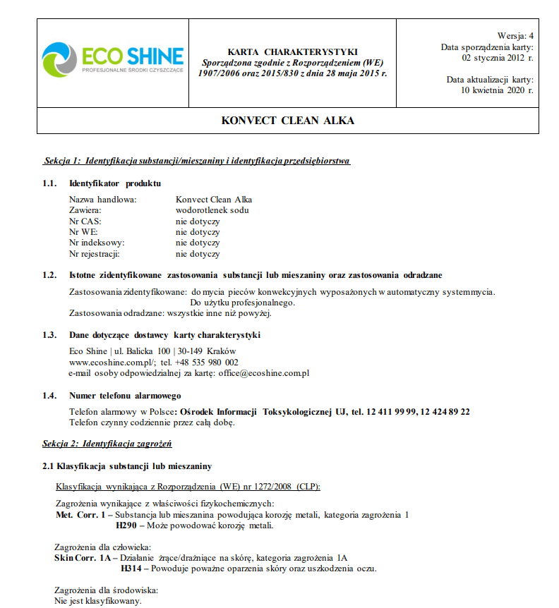 fragment przykładowej karty charakterystyki